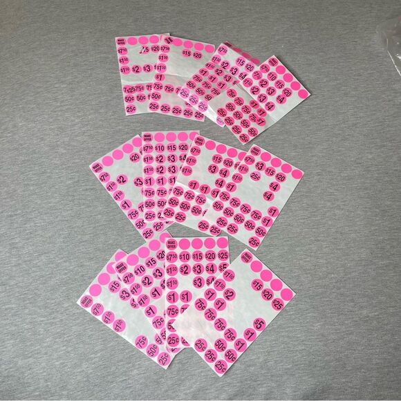 Sunburst Systems Priced & Numbered Garage Sale Stickers 12 PCS. Set - Pink - Picture 2 of 6